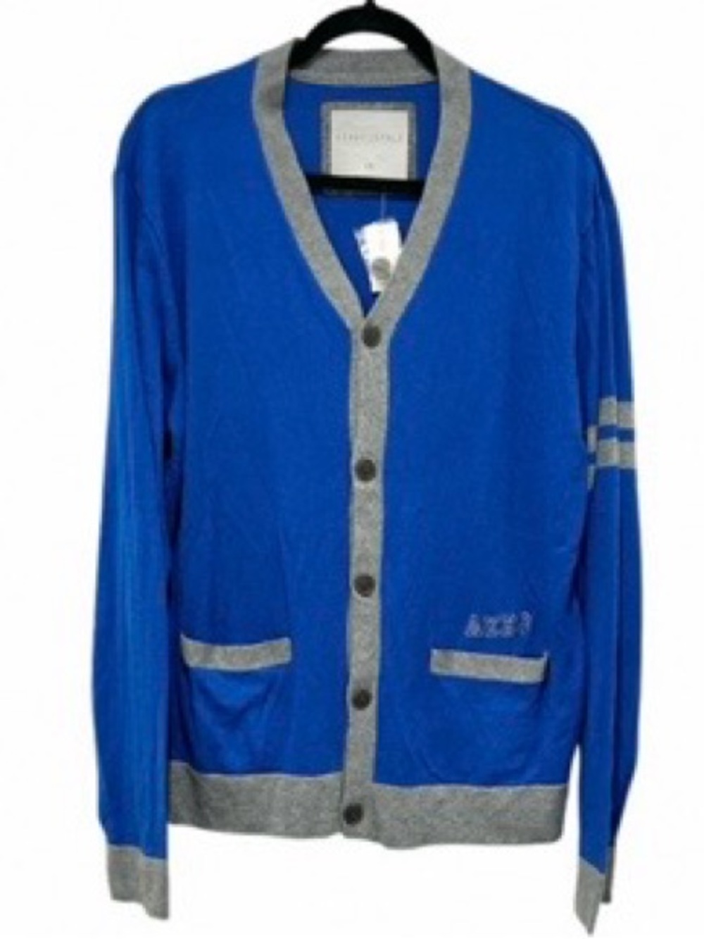Aeropostale Blue Gray Trim Button Front Cardigan Sweater Men’s Sz L NWT